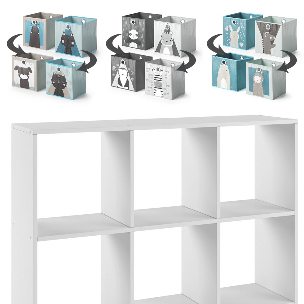 Würfelregal Raumtrenner Standregal Nove Weiß 9 Fächer Kinder-Faltboxen Vicco