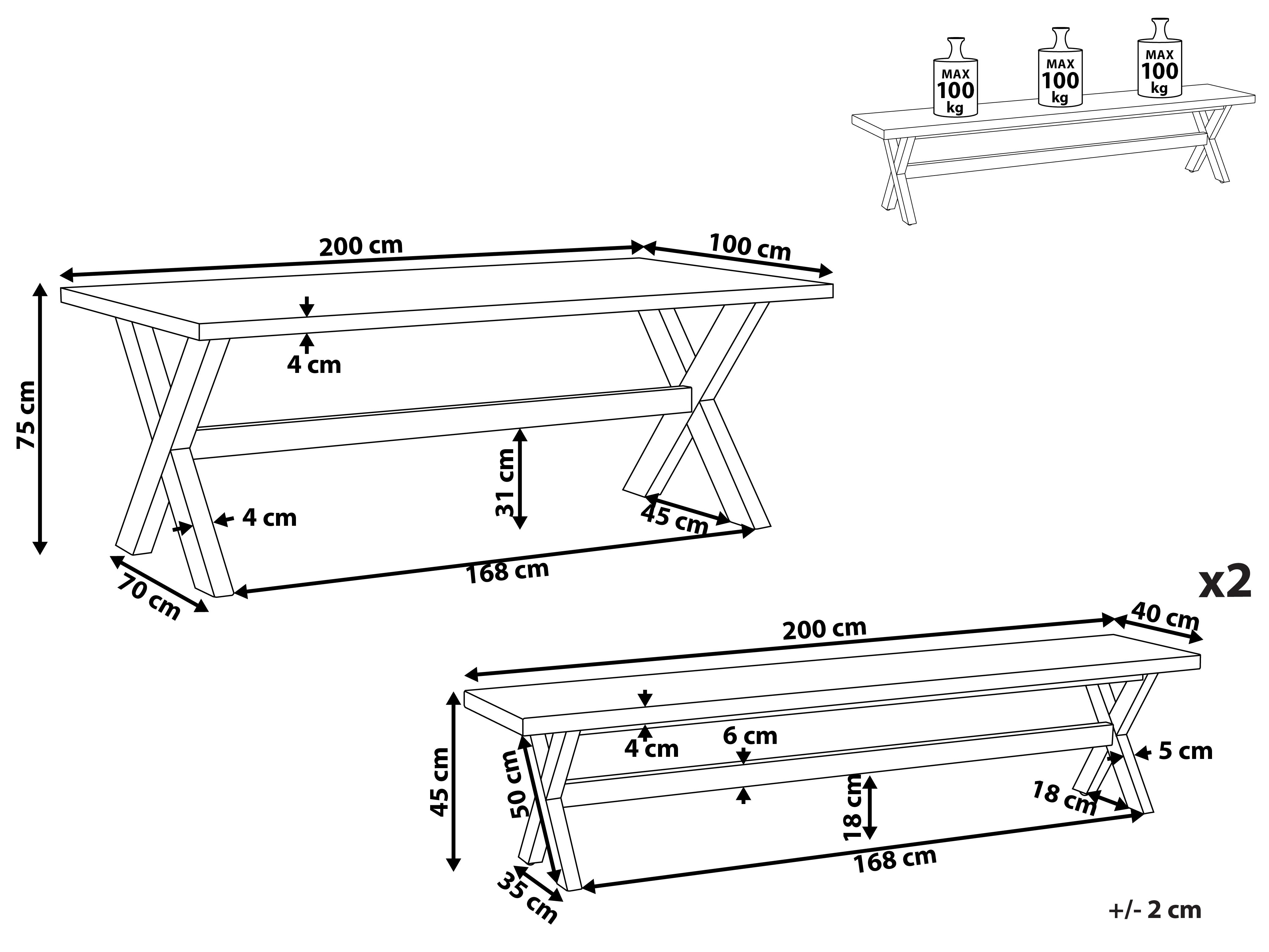 Tuinset met banken 6-zits OLBIA Beton Wit