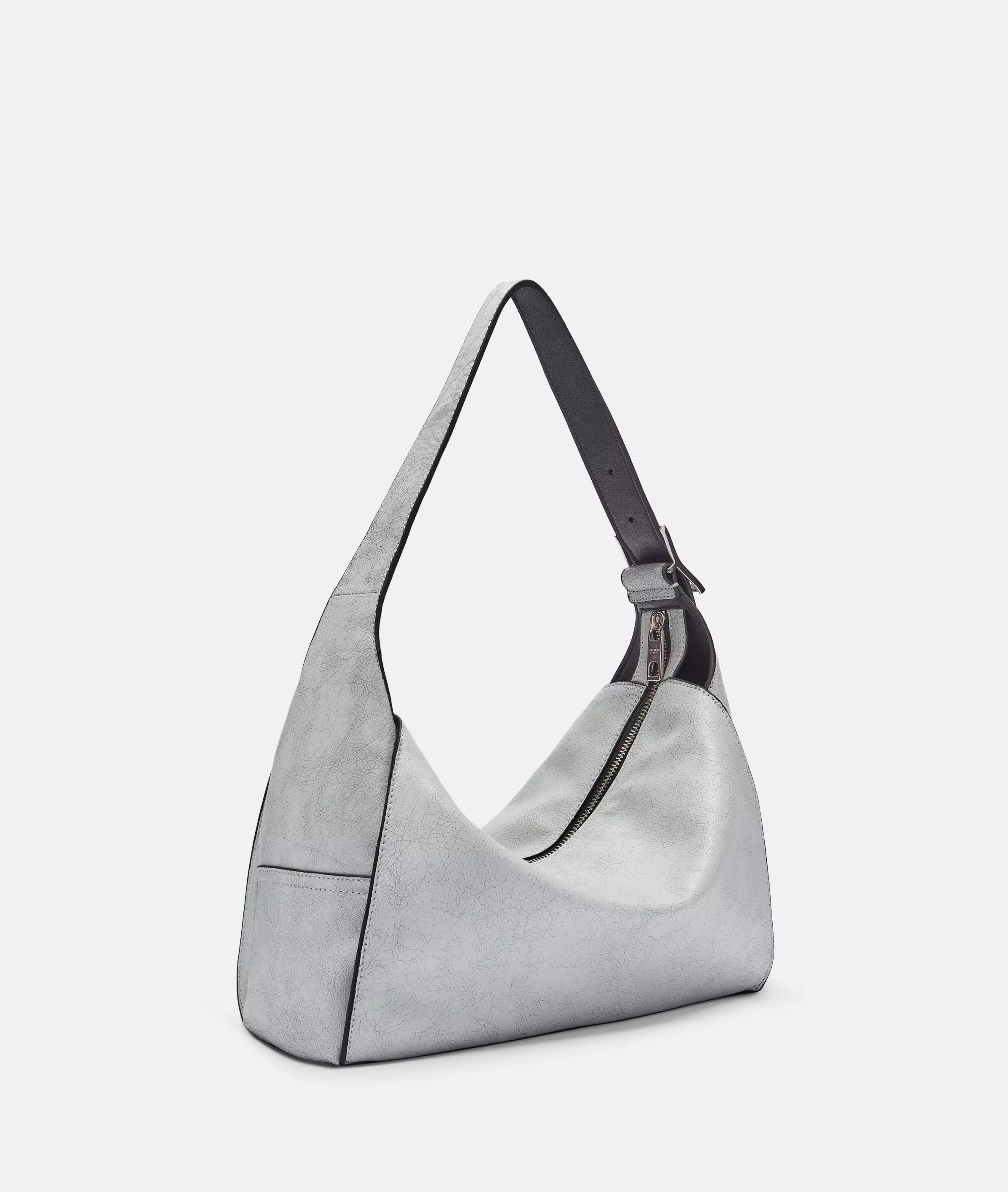 Lou Hobo M Spacious leather hobo bag with breaking effect