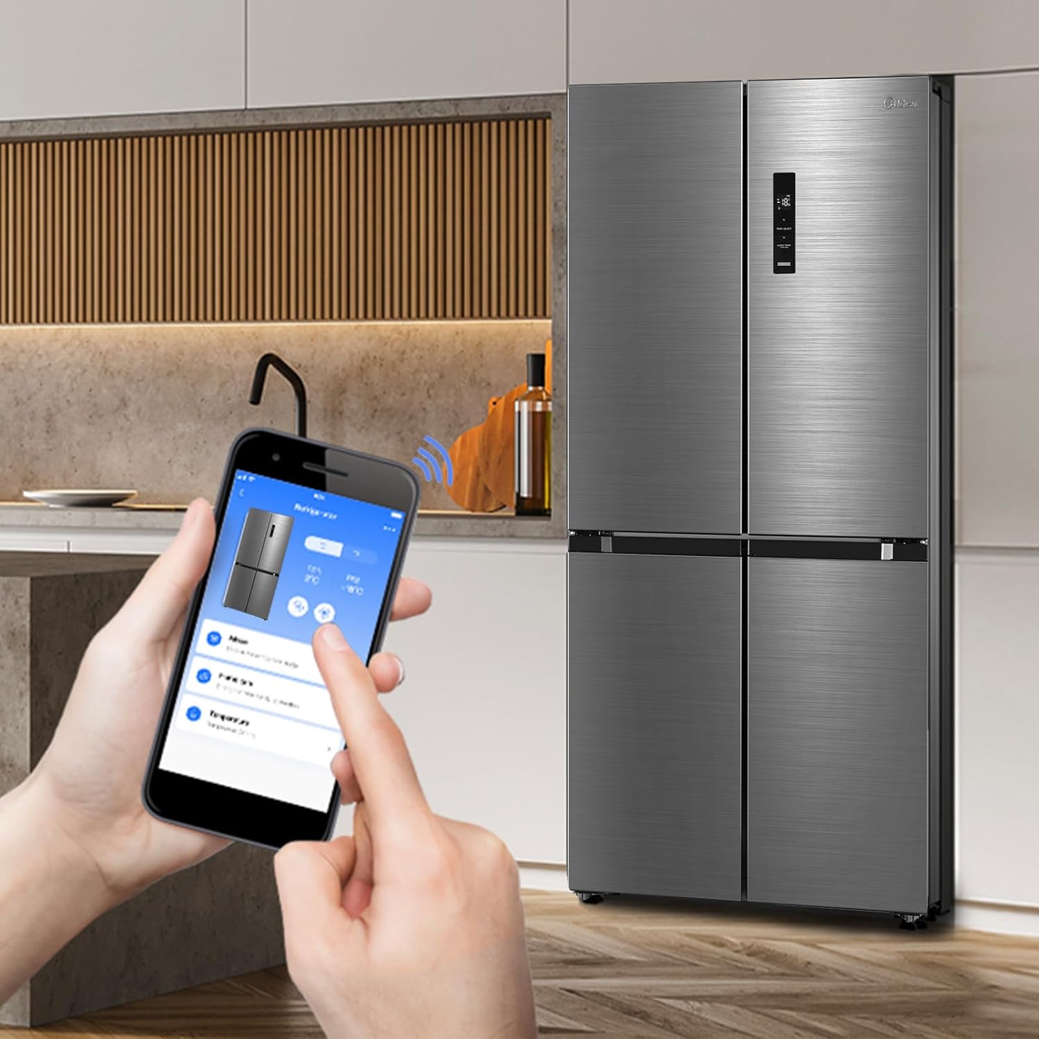 Midea MDRF632FID46 Multi Door Kühl-/Gefrierkombination/ 177,5cm Höhe /83,3cm Breit/65,3cm Tiefe/NoFrost/295 kWh/Jahr /305L Kühlteil/169L Gefrierteil/Plasma Pure/Inverter Compressor/Vario Box