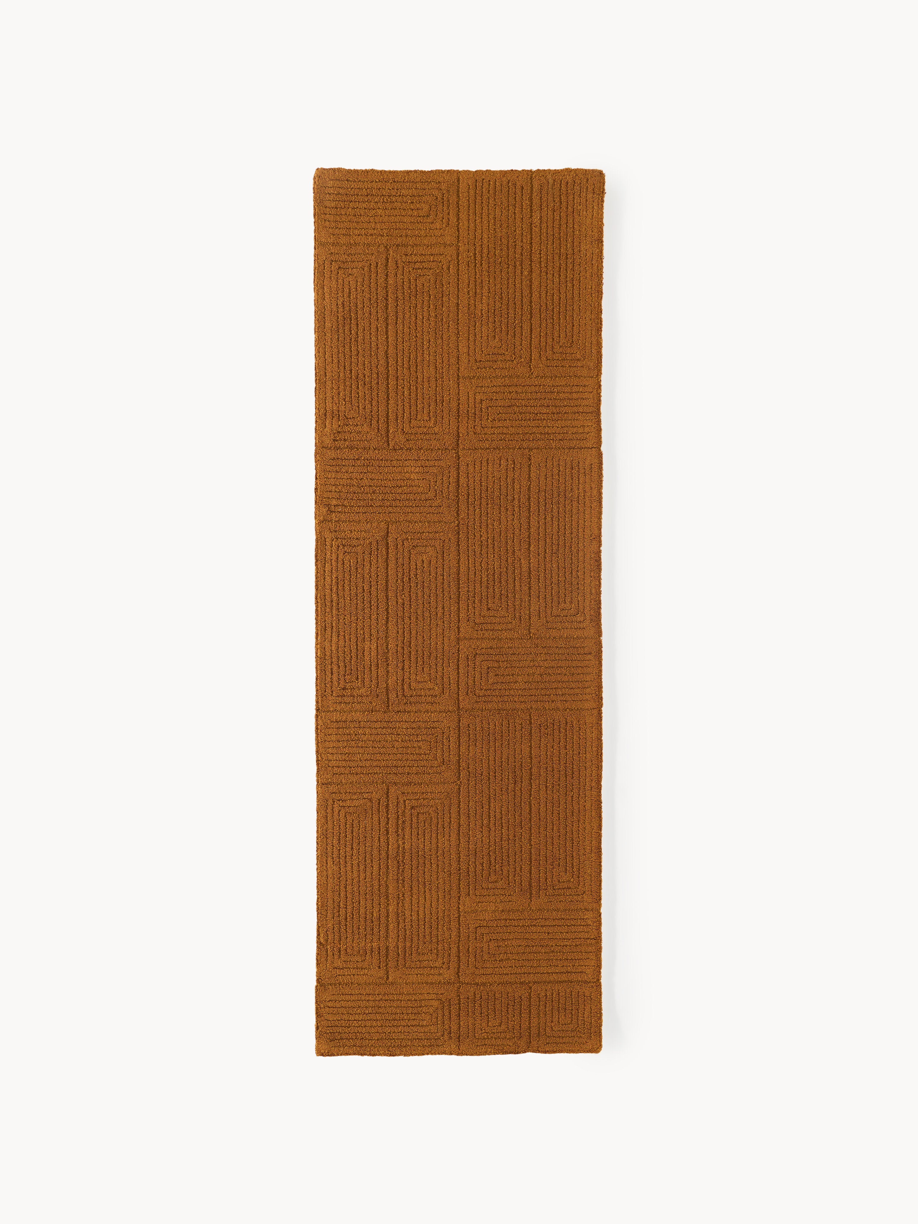 Handgetufte wollen loper Alexia met geometrisch patroon
