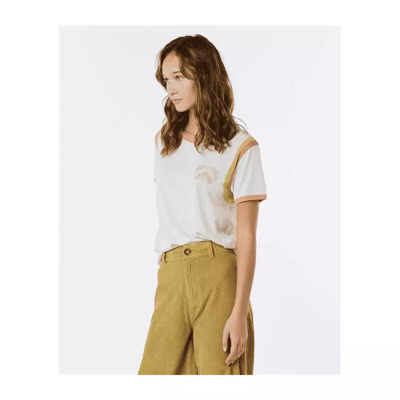 Teeshirt femme RIPCURL Ringer Surf Revival Tee Off White