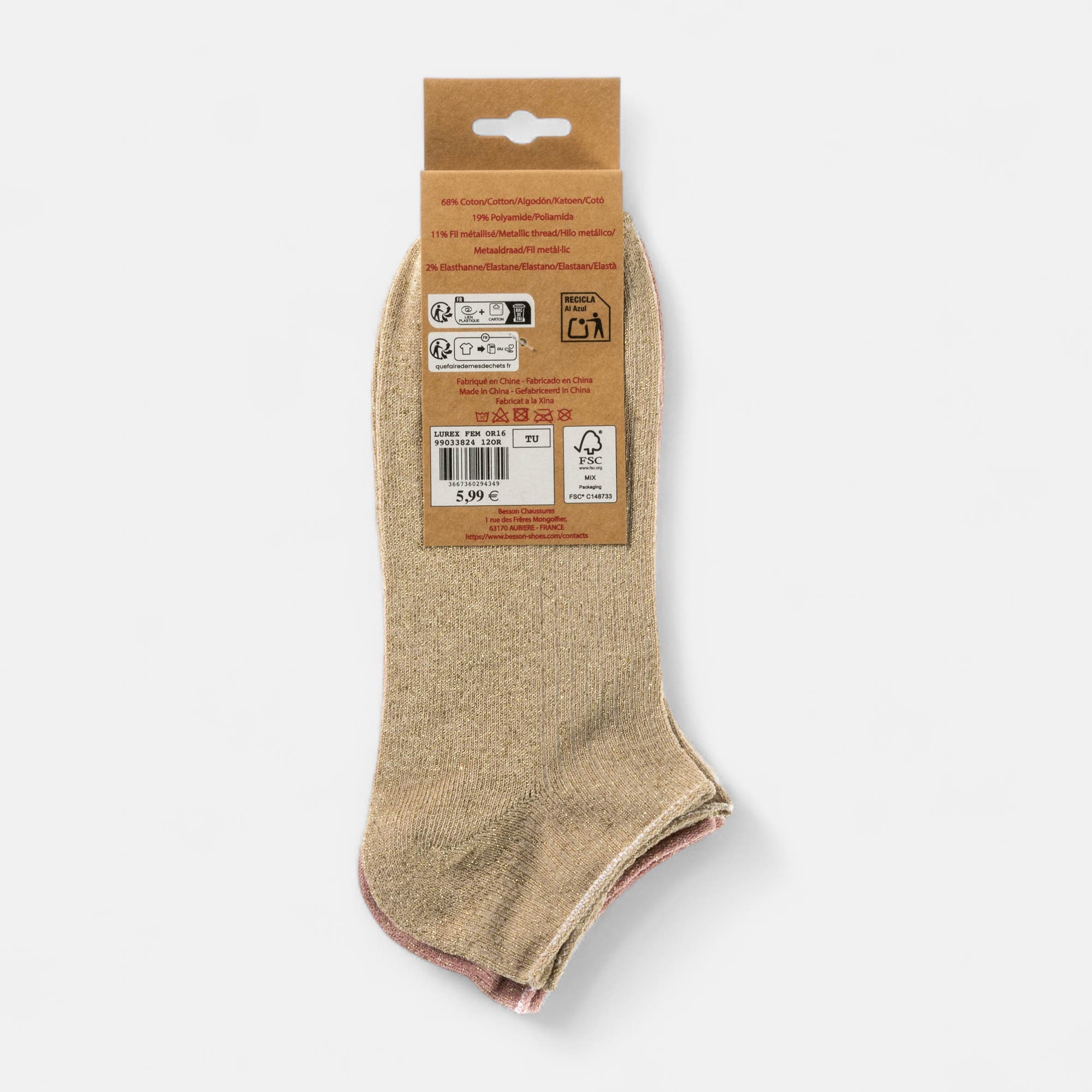 Chaussettes Femme or