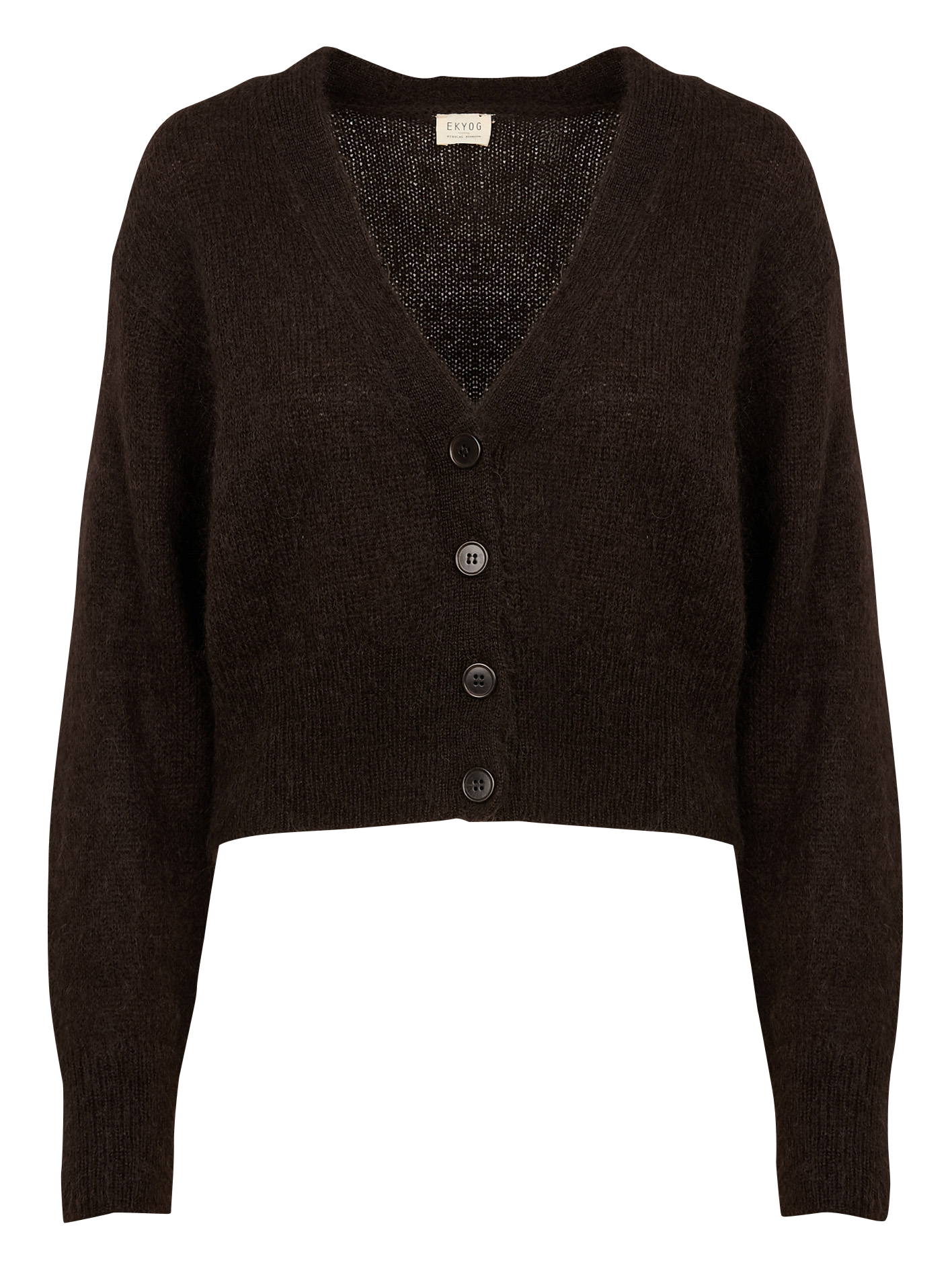 CALA - Gilet droit col V en laine et soie | Marron