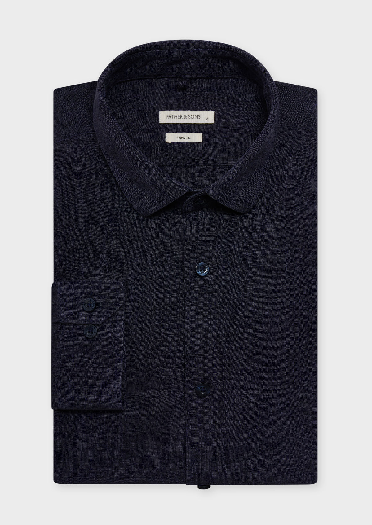 Chemise sport Slim en lin uni bleu marine