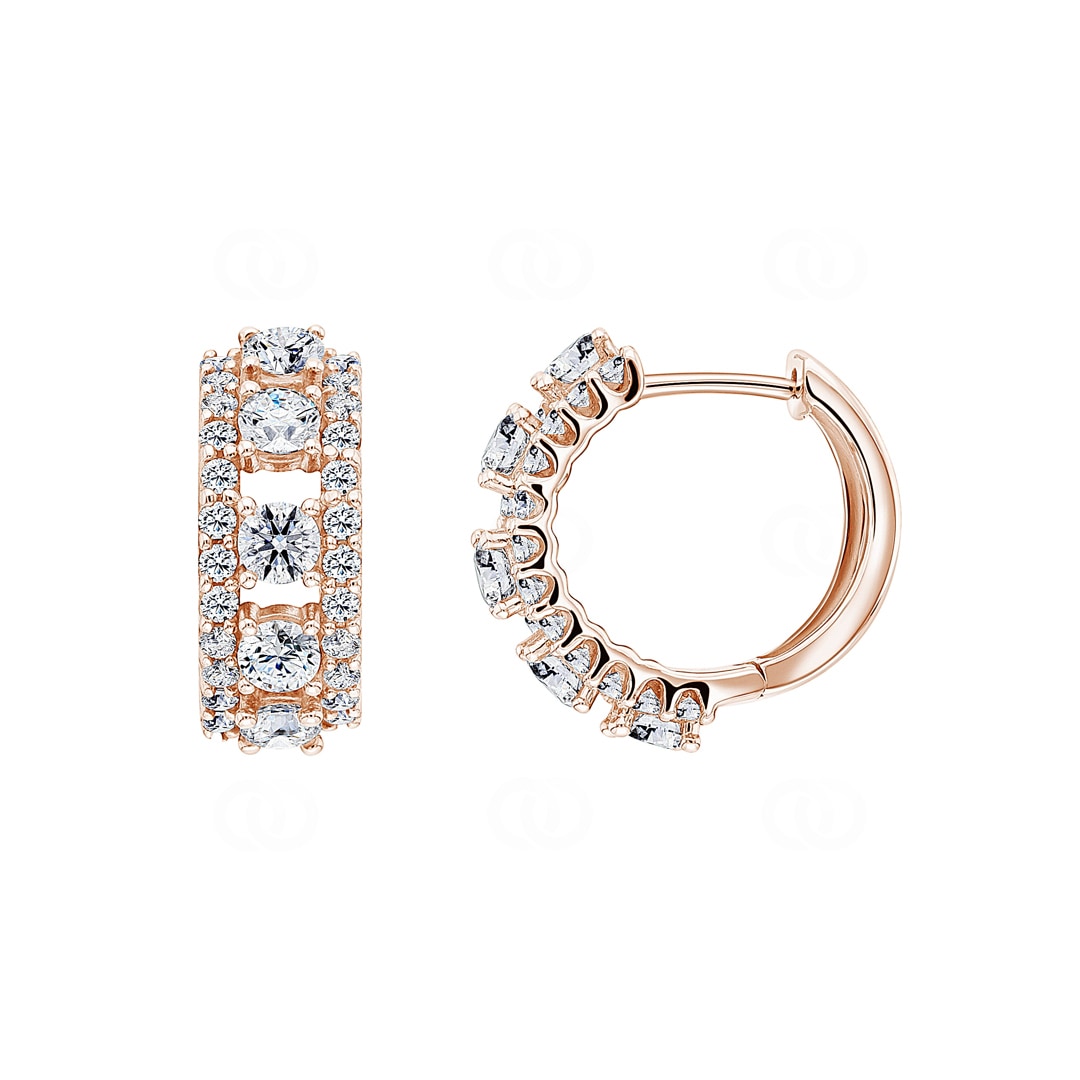 2.02 Karat Diamant-Kreolen 750/18 K Roségold Ø 16mm