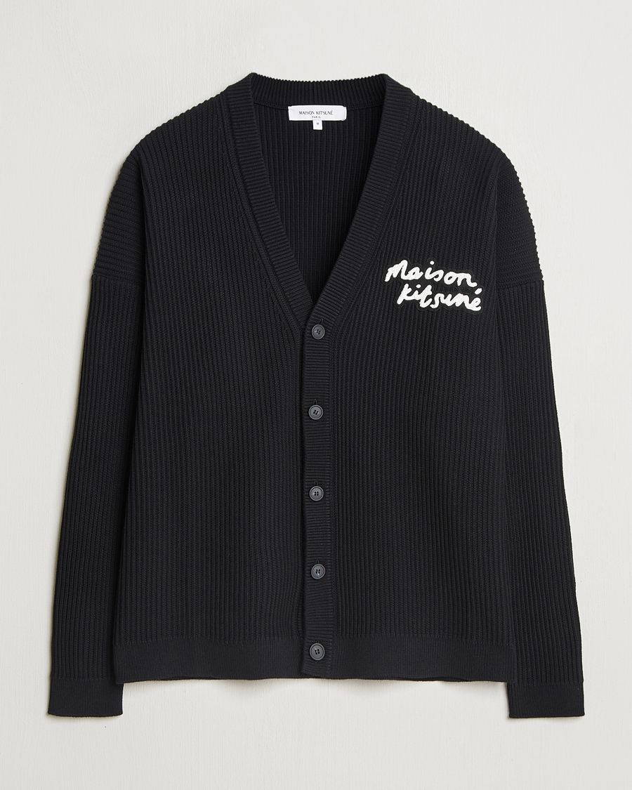 Maison Kitsuné Handwriting Rib Knitted Cardigan Black