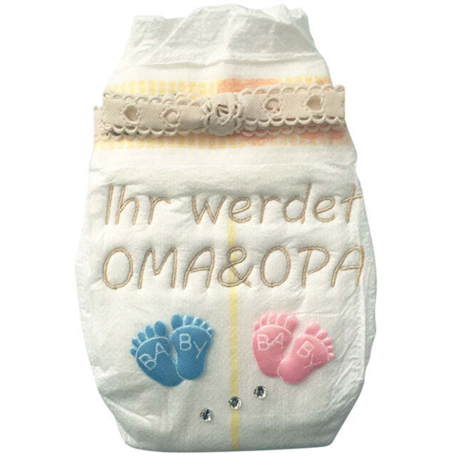 Tanjo Bestickte Windel Oma & Opa Ihr werdet Oma und Opa beige