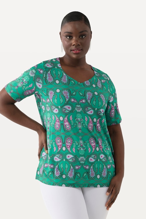 Slinkyshirt, Paisley-Design, Herzausschnitt, Halbarm