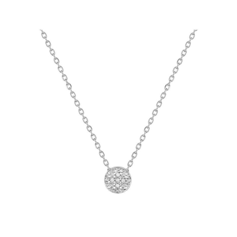 Collier diamants pastillés 0.02CT - Or gris 9 carats