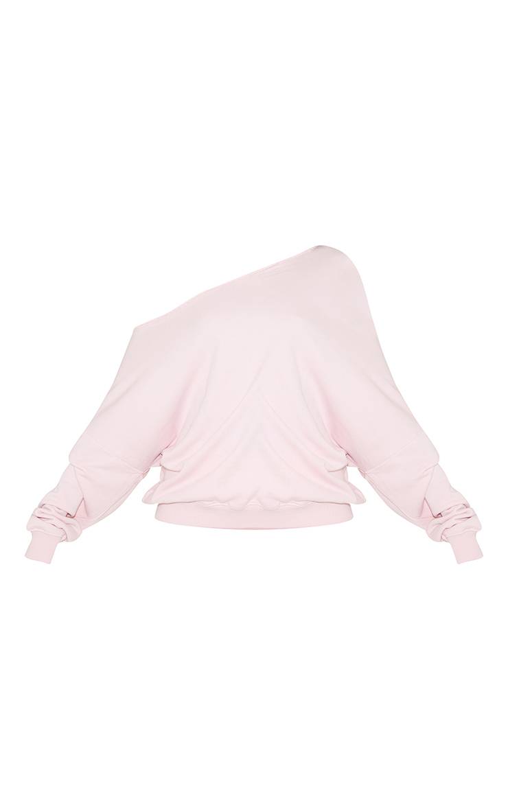 Rose Bébé Sweat-shirt Surdimensionné À Épaule Dénudée