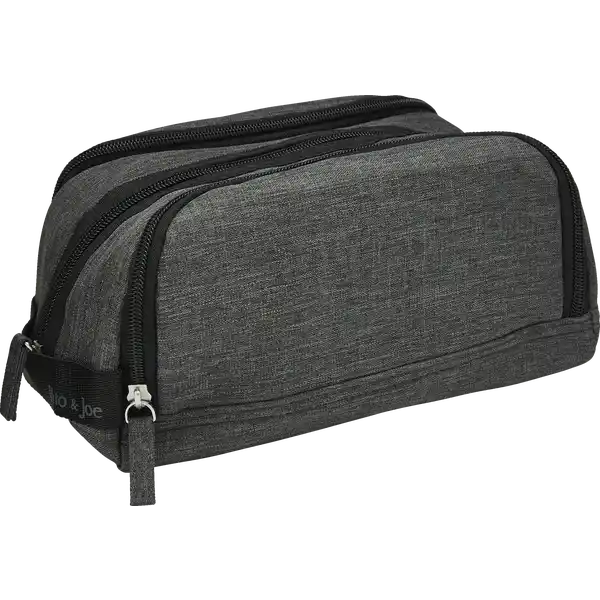 Herren Kulturtasche mit 2 Reißverschlüssen & Webbing-Band