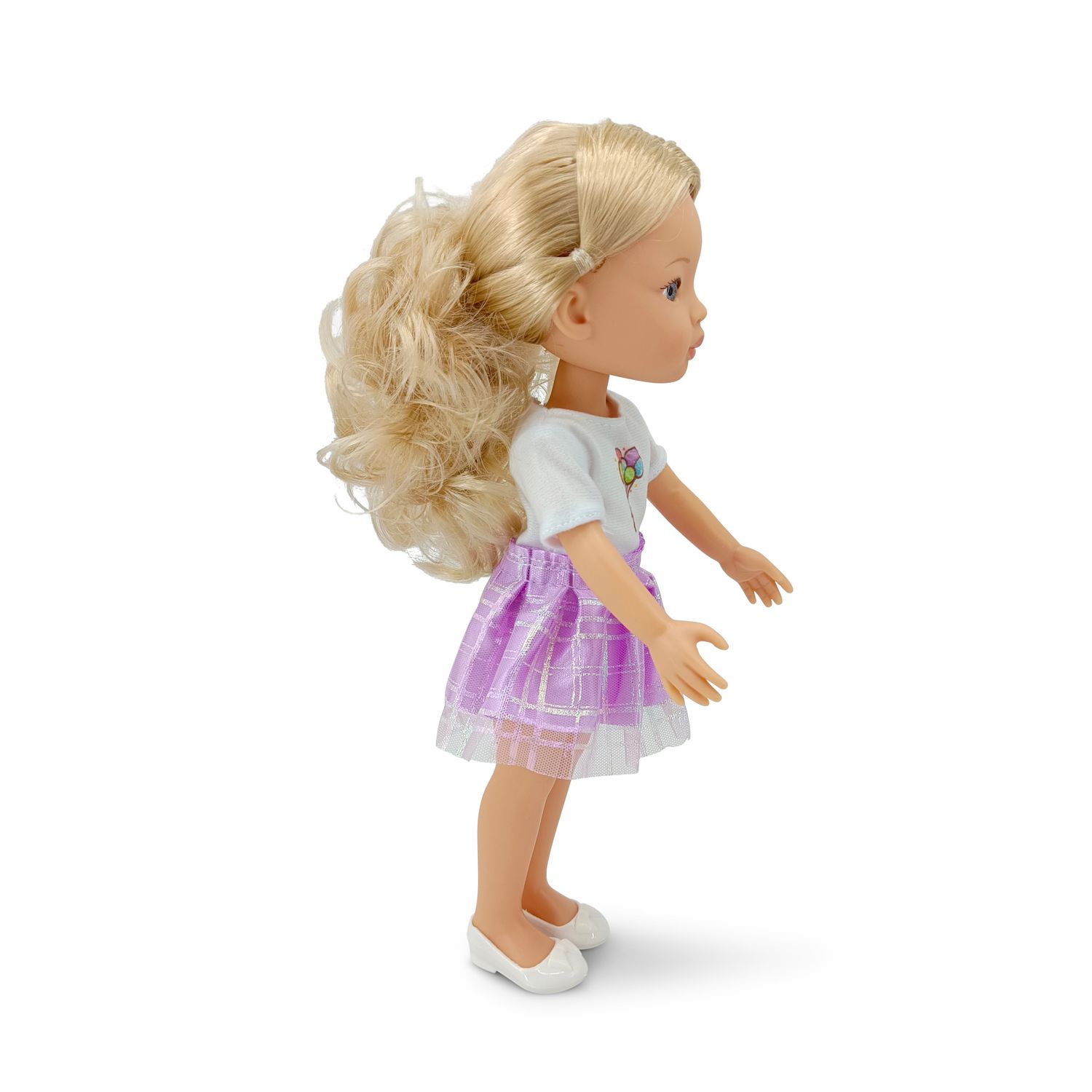 Moni Kinderpuppe 33 cm Pretty Doll Kleidung Haare Schuhe beweglich ab 3 Jahren lila