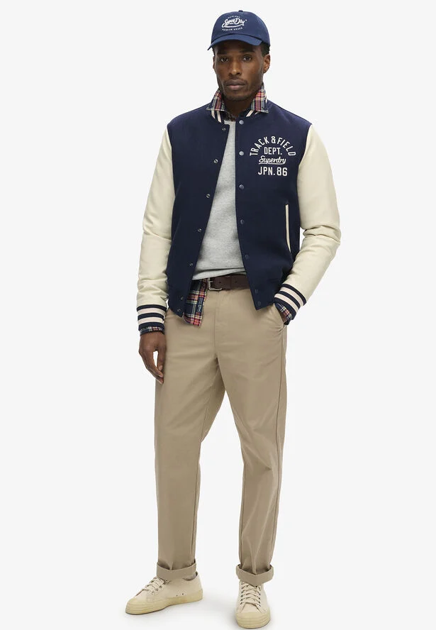 Superdry VARSITY CHAIN STITCH BOMBER Atlantic navy