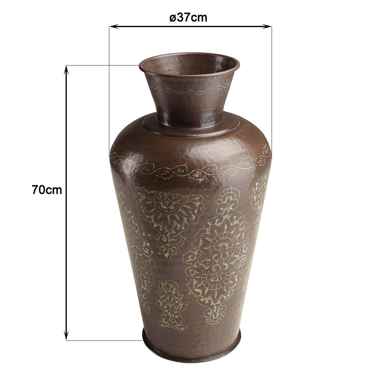 Macabane Vase patine antique Honoré cuivre foncé - D.37xH.70 cm