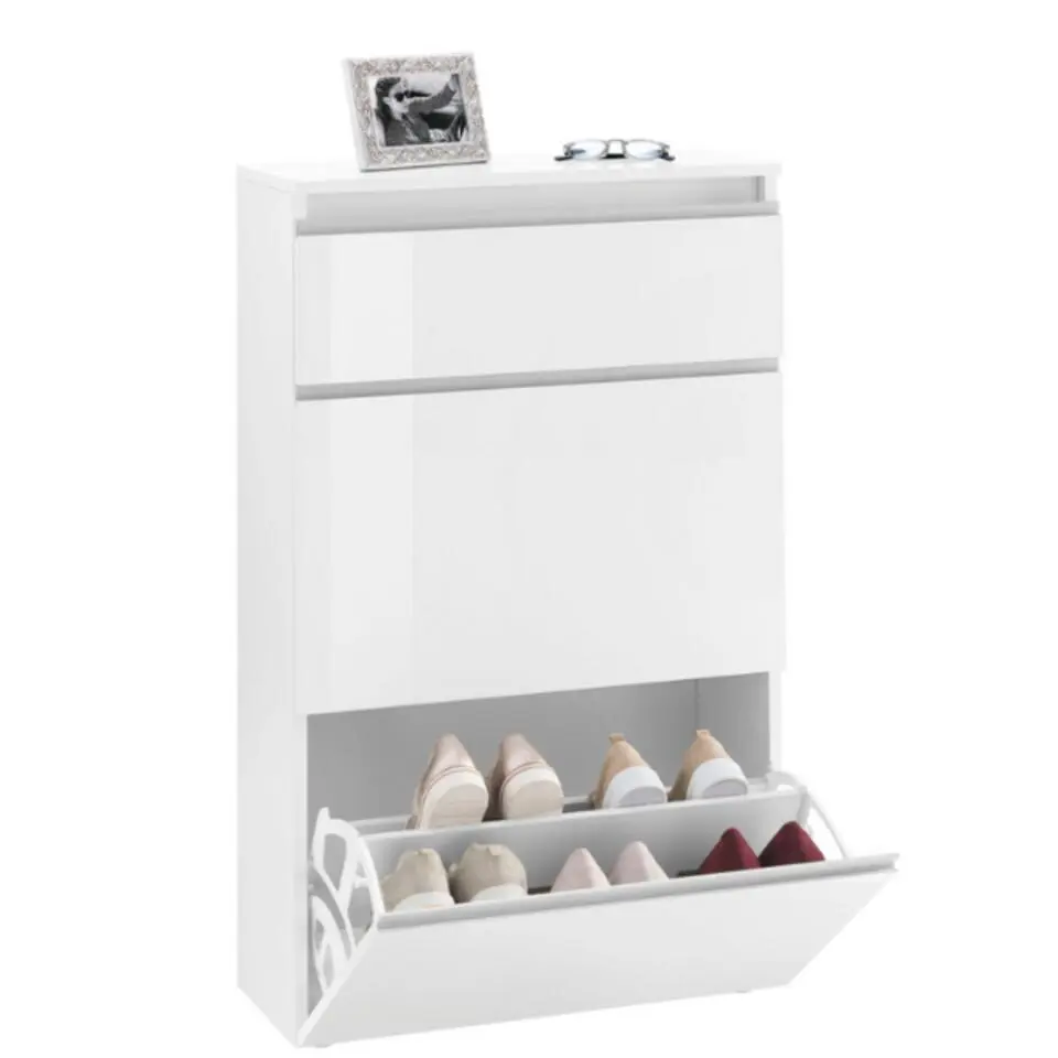 Webfurniture Schoenenkast Avada - 60 x 26,5 x 108 cm - High Gloss White