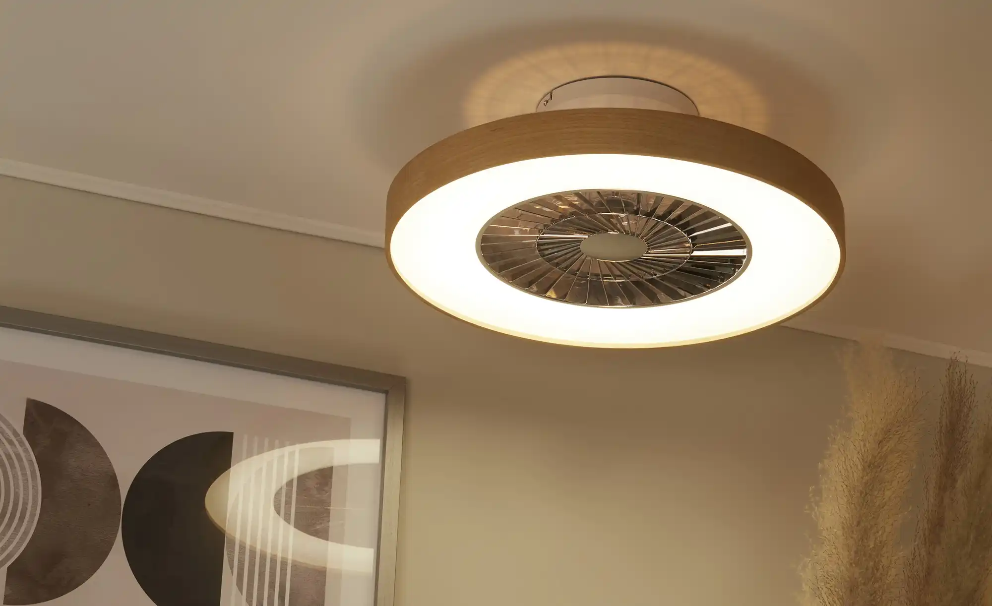 KHG Smart-Home Deckenventilator, Eichenholzoptik