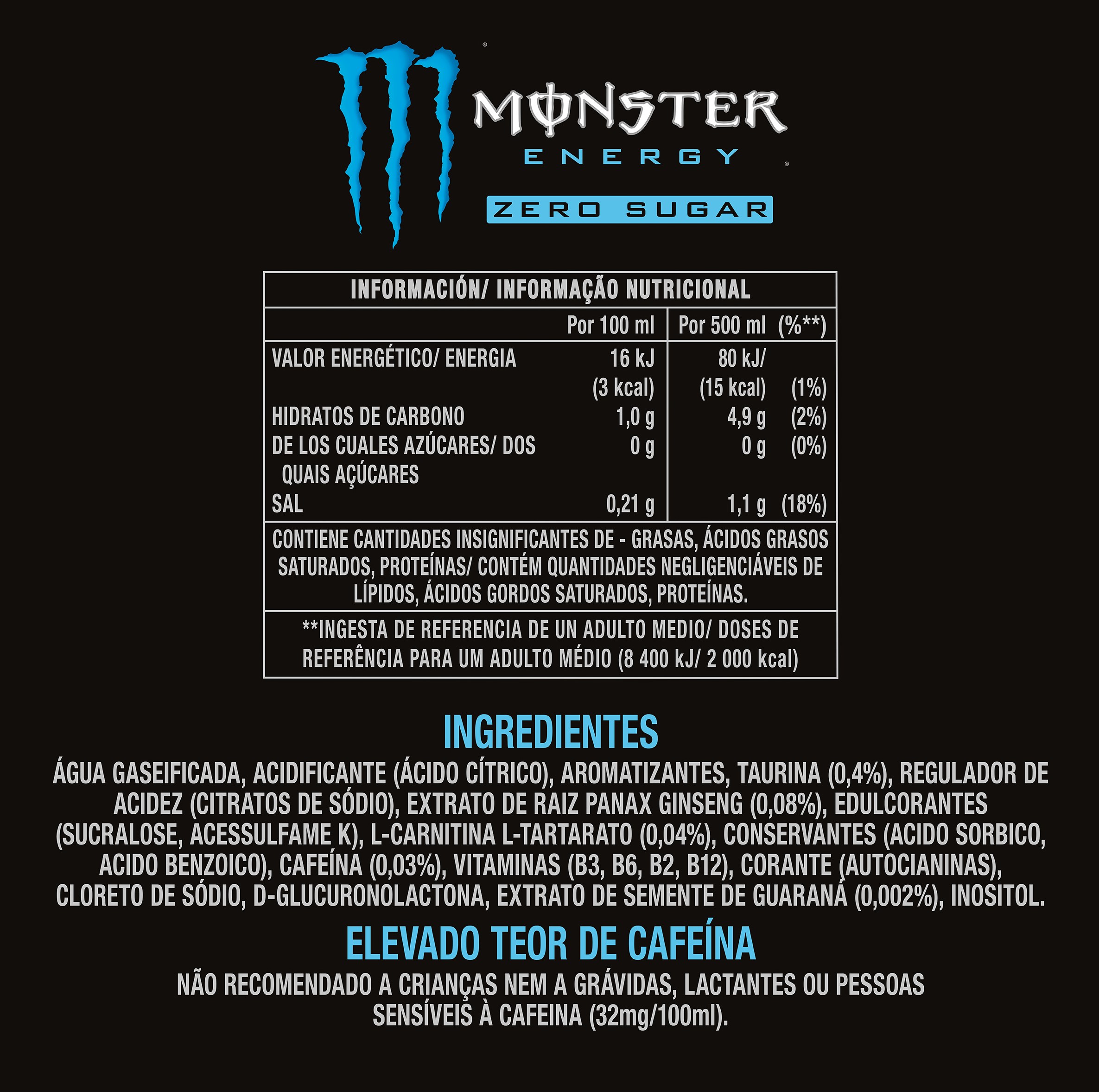 BEBIDA MONSTER ENERGÉTICA ABSOLUTE Y ZERO 0.50L