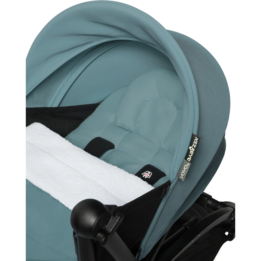 BABYZEN Kinderwagen YOYO2 0+ Black mit Neugeborenenaufsatz Aqua