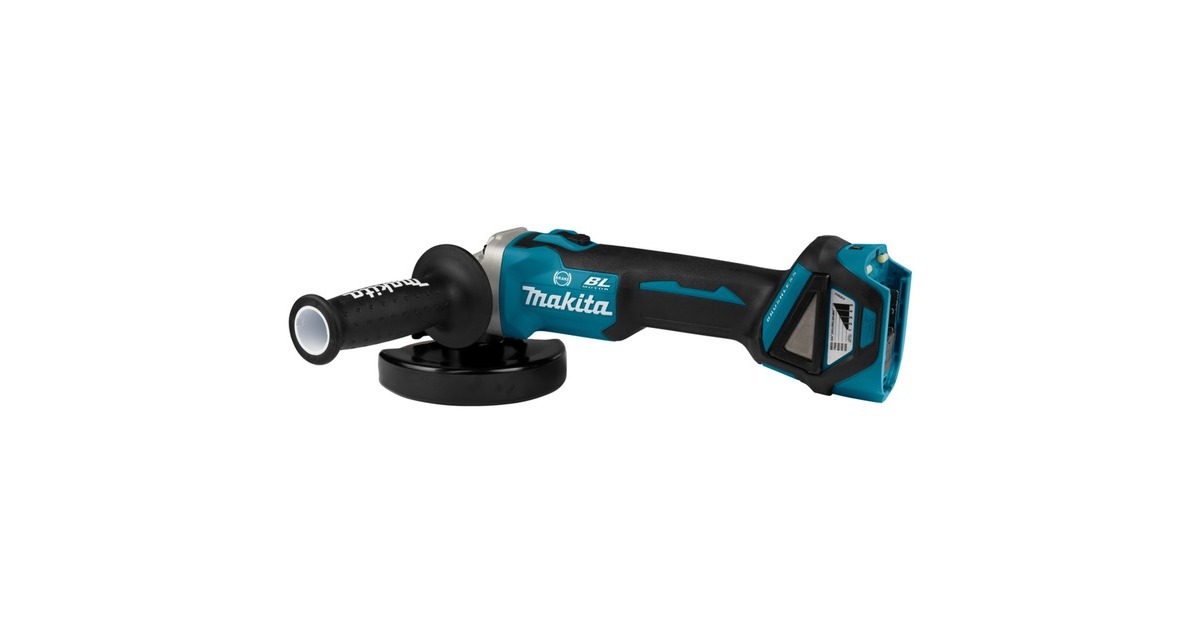 Makita18 V Haakse slijper 125 mm DGA513ZJ  (Blauw/zwart, Accu en oplader niet inbegrepen, in Mbox, met vastzetschakelaar)