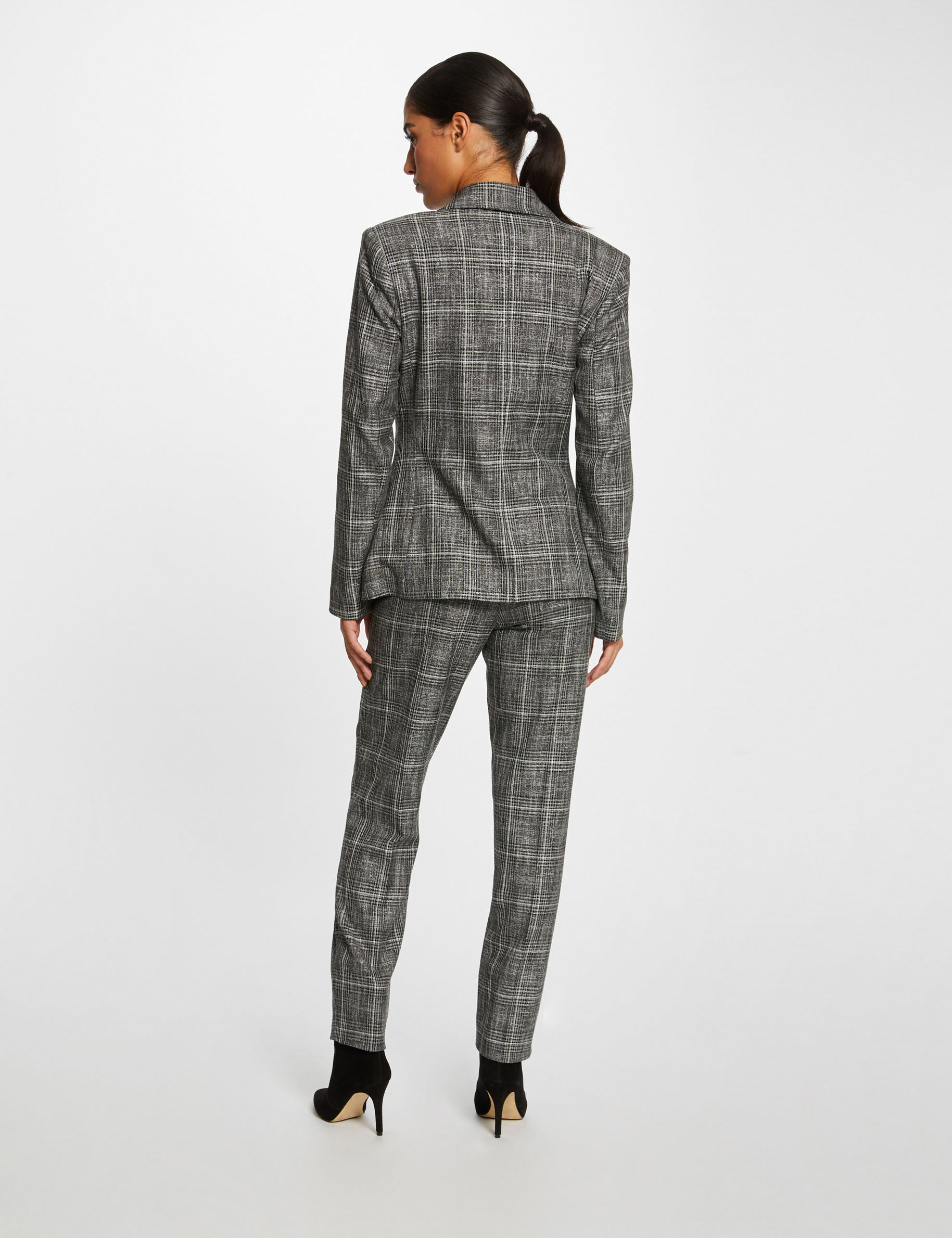 Pantalon city paperbag à carreaux gris moyen femme - gris_moyen