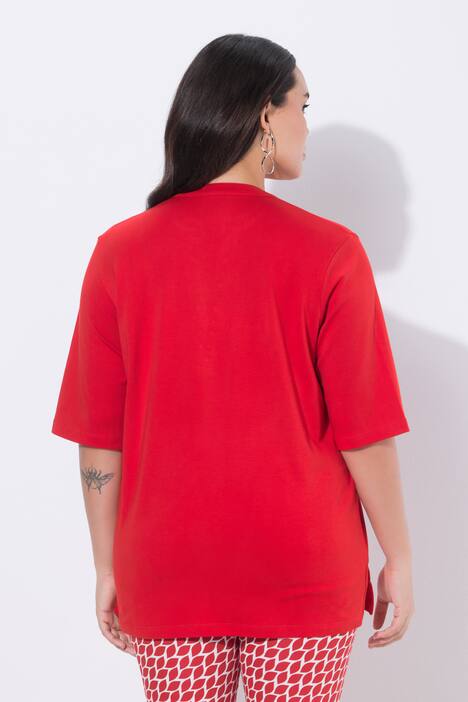 T-Shirt, Ziersteine, Stehkragen, Halbarm, Pima Cotton, salsa