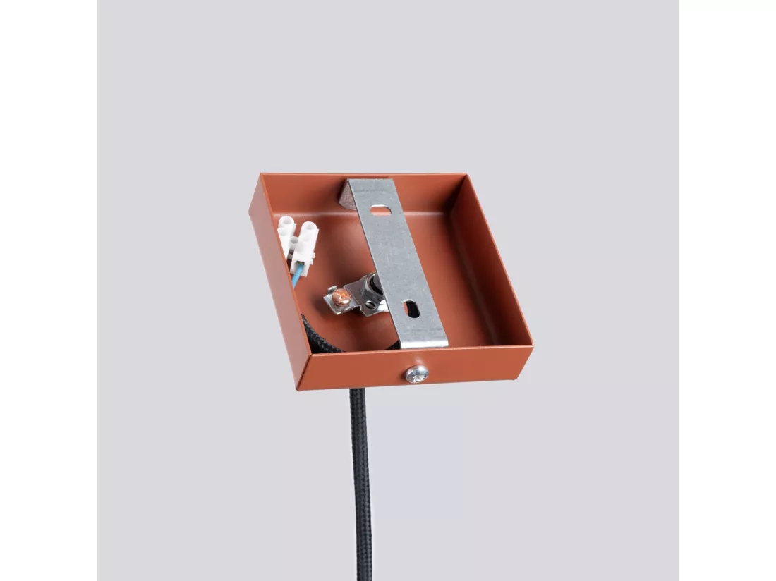 Lampe à suspension Lagos grenier en acier - 1 sources lumineuses - L.8 x H.118 cm - ocre rouge
