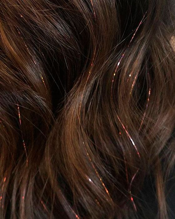 (90cm) Lametta Haar Strähnen Glitzer Haarverlängerung Hair Tinsel - Silber