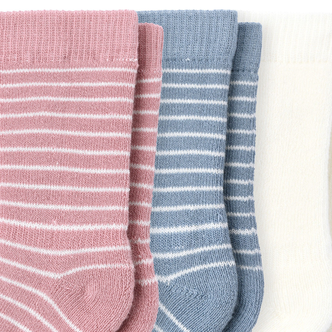 Famy 3 Paar Baby Stoppersocken im Set hellblau / cremeweiss / rosa