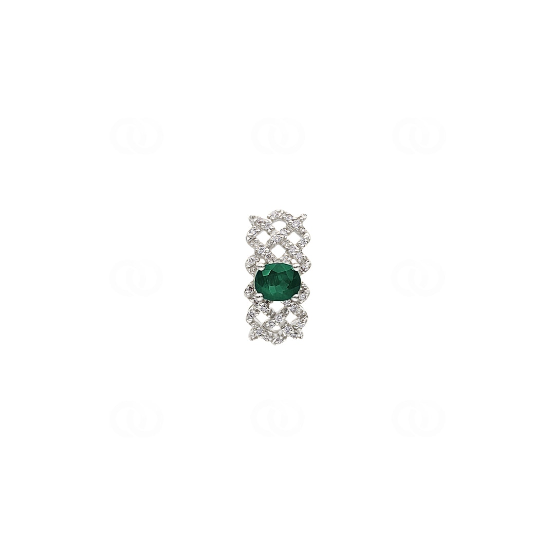 Anhänger 750/18 K Weissgold mit Smaragd & Diamanten 0.08 ct H/si