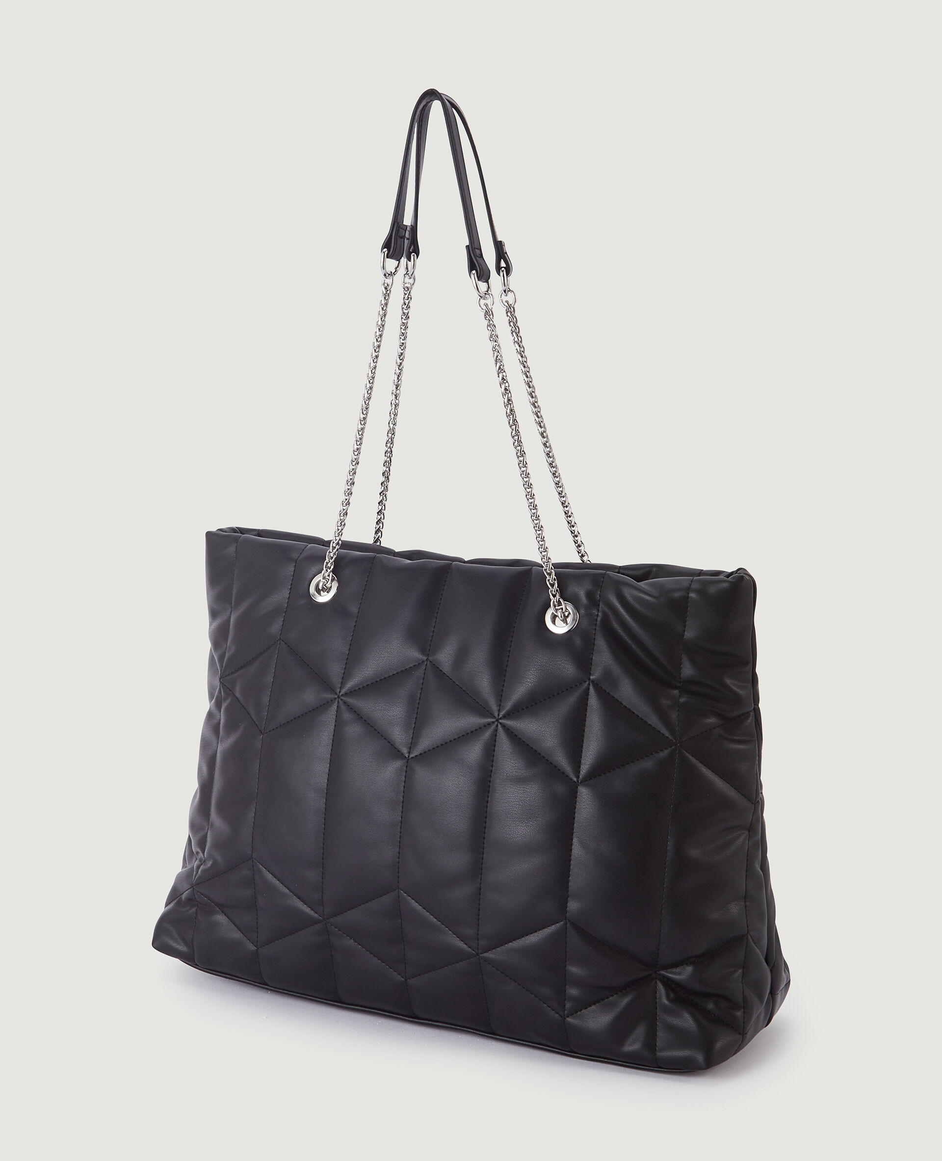 Grand sac en simili matelassé - Noir