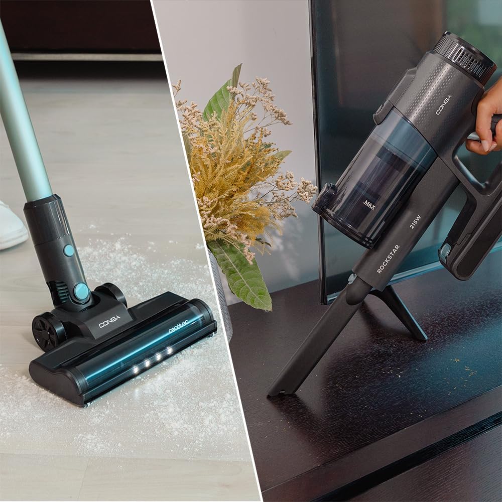 Cecotec Aspirateur Vertical Conga Rockstar 1500 Ray Pure. 215 W, 12 kPa, Batterie Immortal 25,2 V, Autonomie 45 Minutes, 3 en 1, Brosse Mixte, 2 programmes, Cyclone Parallèle, Réservoir 500 ML : Cuisine et Maison