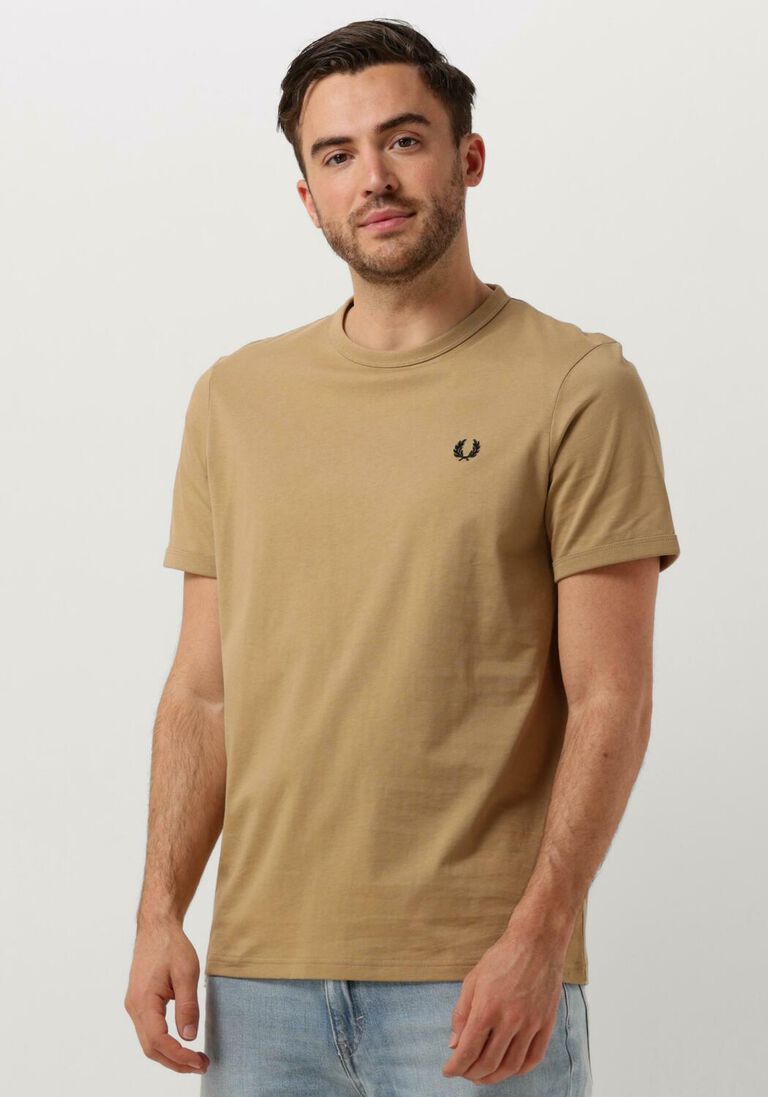 FRED PERRY camel fred perry t-shirt ringer t-shirt