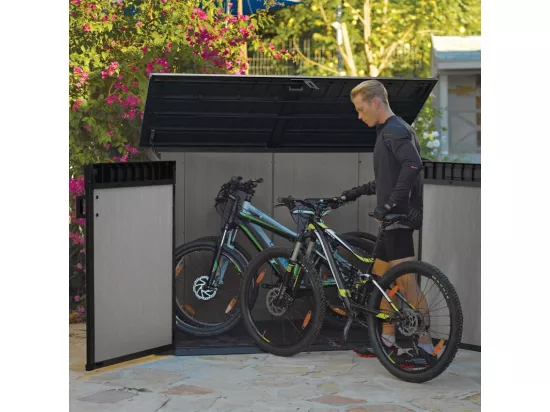 Abri de jardin en résine BROSSIUM - 2100L - Gris / Grande Store 2020 L - Design rustique et durable