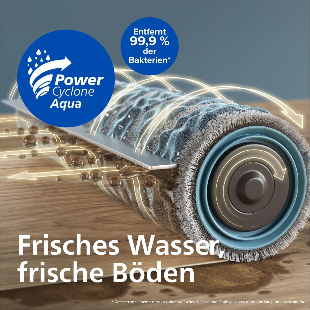 Philips 9000 Series Saug- und Wischroboter - mit automatischer Staubabsaugstation, rollender Wischmop, 8000 Pa Saugleistung, 6300 mAh Akkukapazität, 300ml Staub- und 260ml Wasserbehälter (XU9100/10)