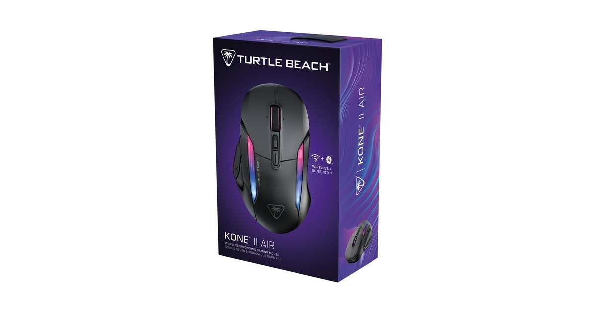 Turtle BeachKone II Air gaming muis  (Zwart, 50 - 26.000 Dpi, RGB, USB / 2,4 GHz / Bluetooth)