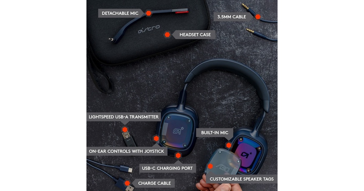 ASTRO GamingA30 LIGHTSPEED Draadloze gaming headset over-ear   (Blauw, Playstation 5 + Xbox Series X|S, Nintendo Switch, PC, Mobile, iOS, Android)