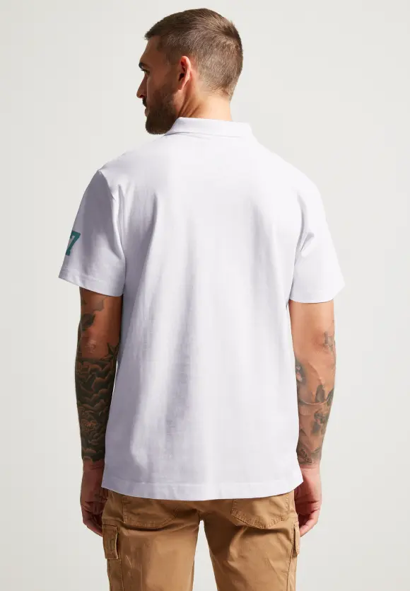 Piquée Printmix Poloshirt - White