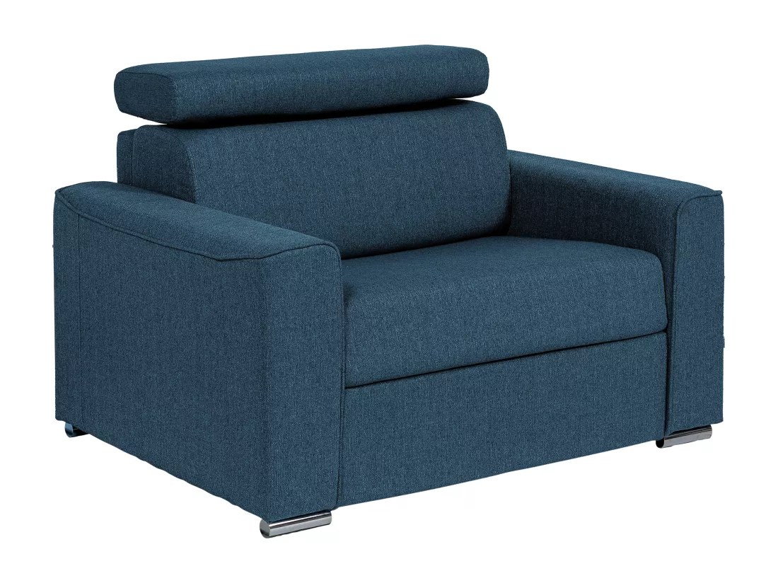 Fauteuil convertible express en tissu bleu - Couchage 70 cm - Matelas 14 cm - VIZIR