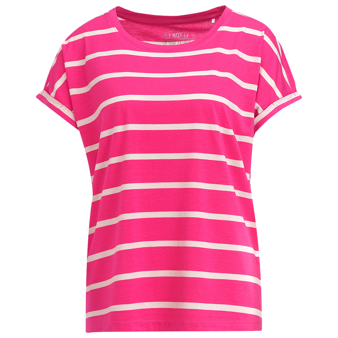 Gina Benotti Damen T-Shirt mit Streifen pink / weiss