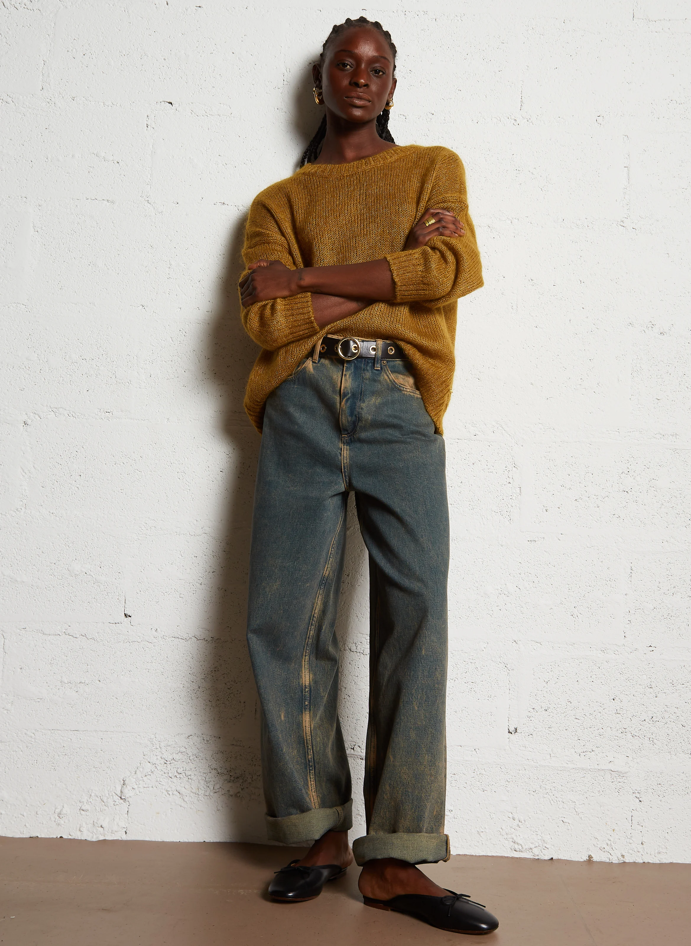 BULON - Pull ample en laine mélangée| Orange