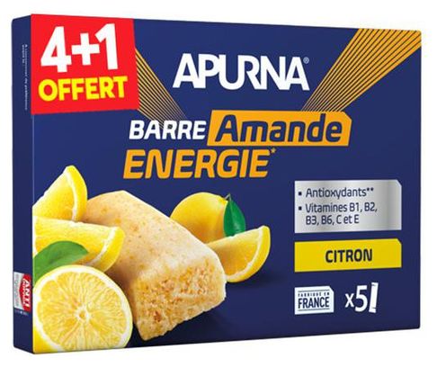 Barres énergétiques Apurna Amande Citron - 5x25g (4 1 offert)