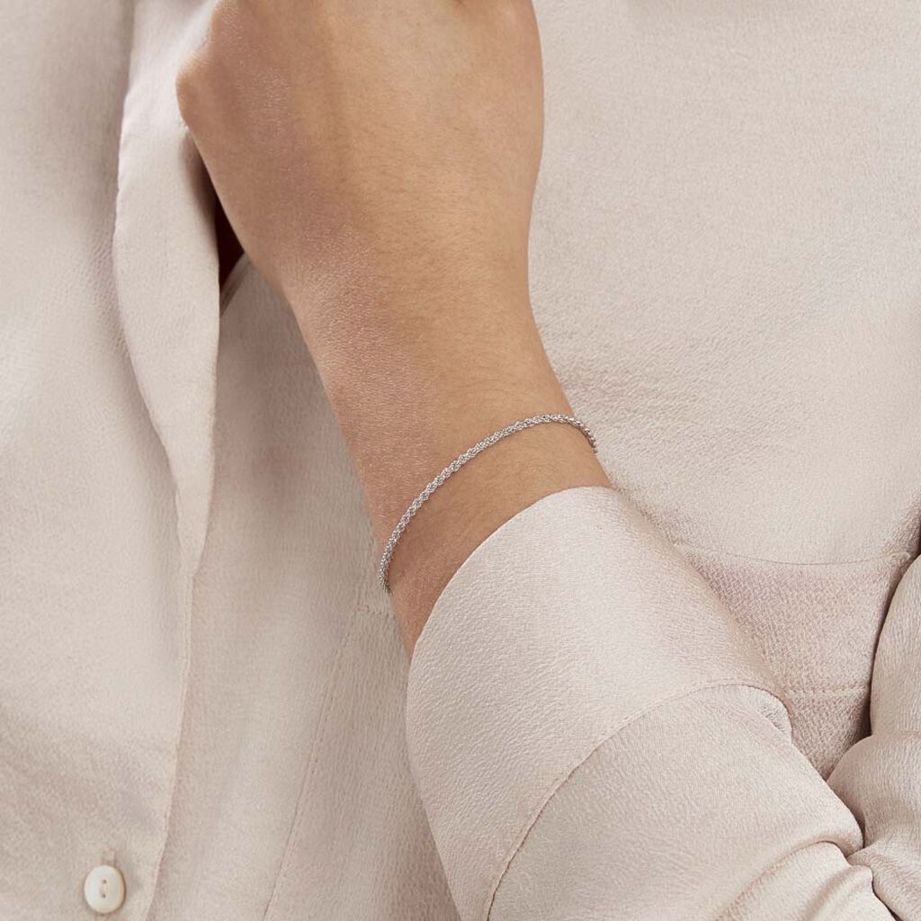 Bracelet Cacilda Maille Corde Argent Blanc