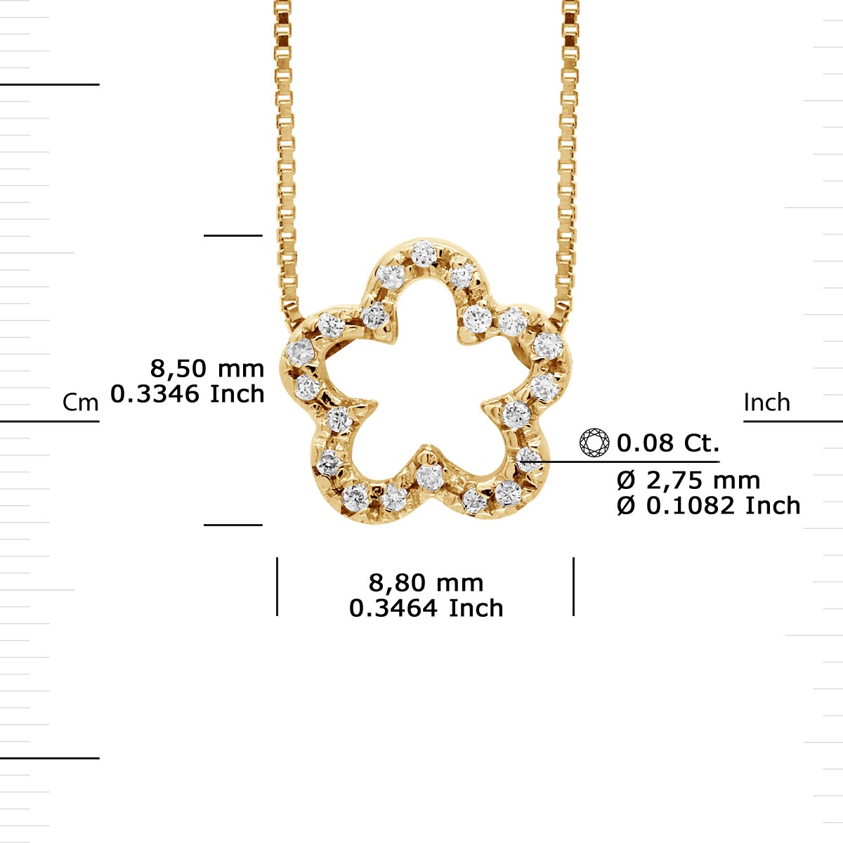 Collier FLOWER Diamants 0,15 Cts Or Jaune