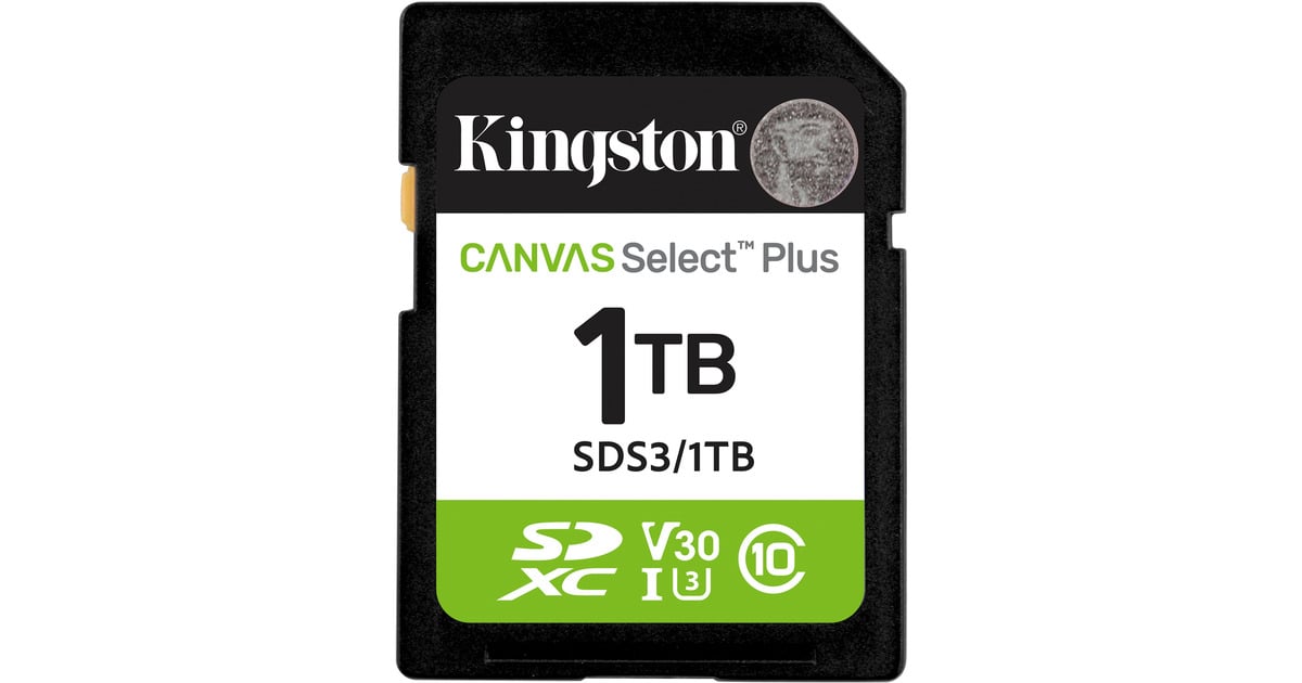 KingstonCanvas Select Plus 1 TB SDXC geheugenkaart  (UHS-I U3, Class 10, V30)