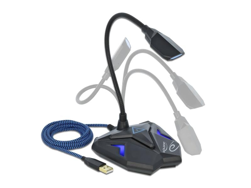 Delock Mikrofon USB Desktop Gaming Delock Desktop USB Gaming Mikrofon mit Schwanenhals und Mute Button
