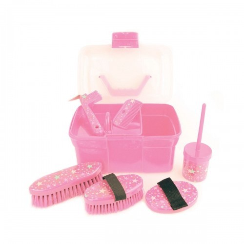 Kit de limpeza para cavalos com estampa rosa