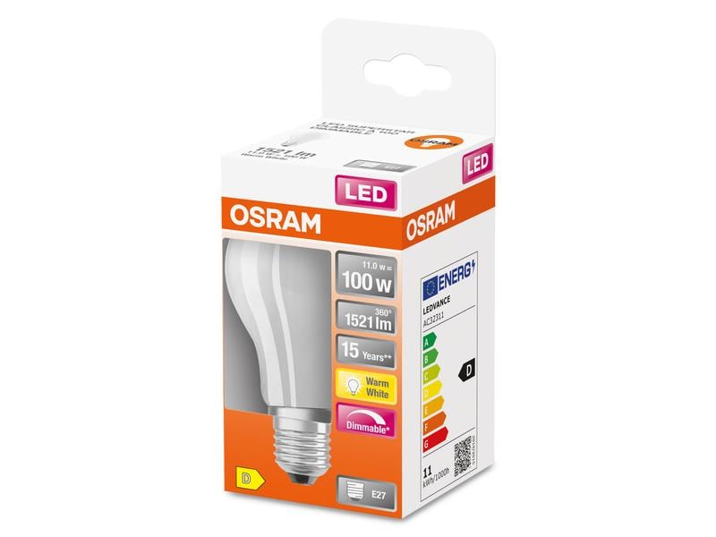 OSRAM Lampe Superstar Retrofit, 11W, E27, Warmweiss LED-Leuchtmittel