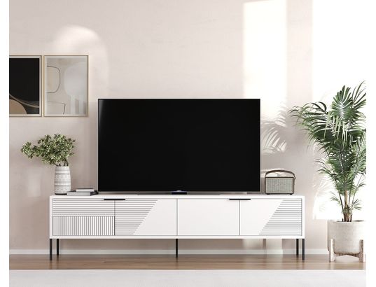 CONCEPT1 - Meuble TV Dore blanc 180 x 30 x h45 cm