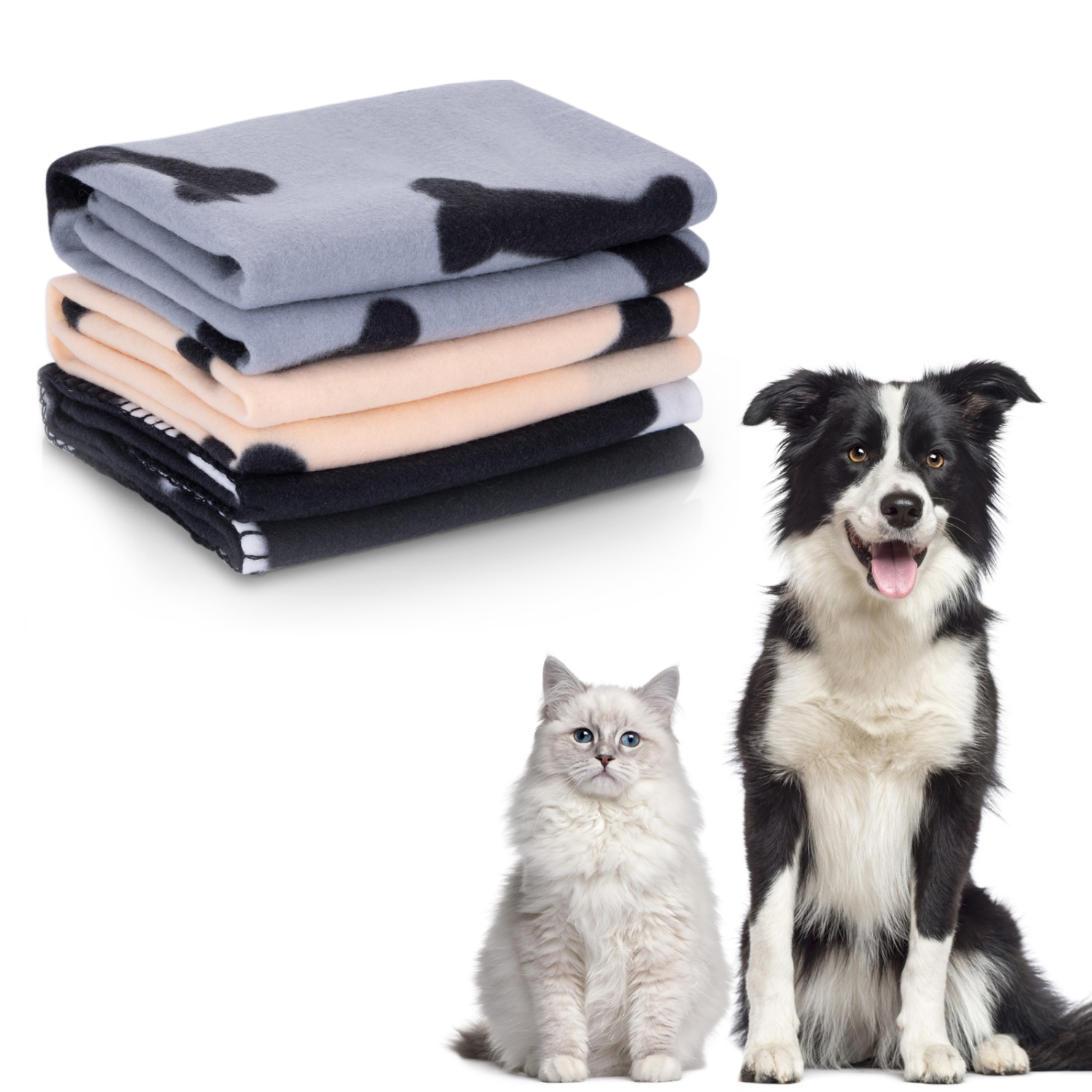 Conjunto de 3 Cobertores Macios de Pelúcia Nobleza para Cães, Gatos, Coelhos e Outros Animais de Estimação, Grossos, 160 x 100 cm, Laváveis, Ideais para Sofá e Cama de Cachorro.